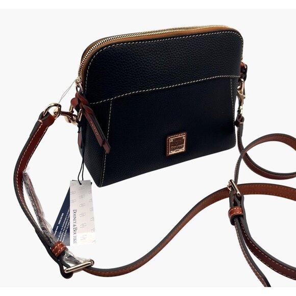 Dooney Bourke Pebble Grain Black Crossbody Bag Adjustable Strap Gold Hardware - Picture 4 of 16